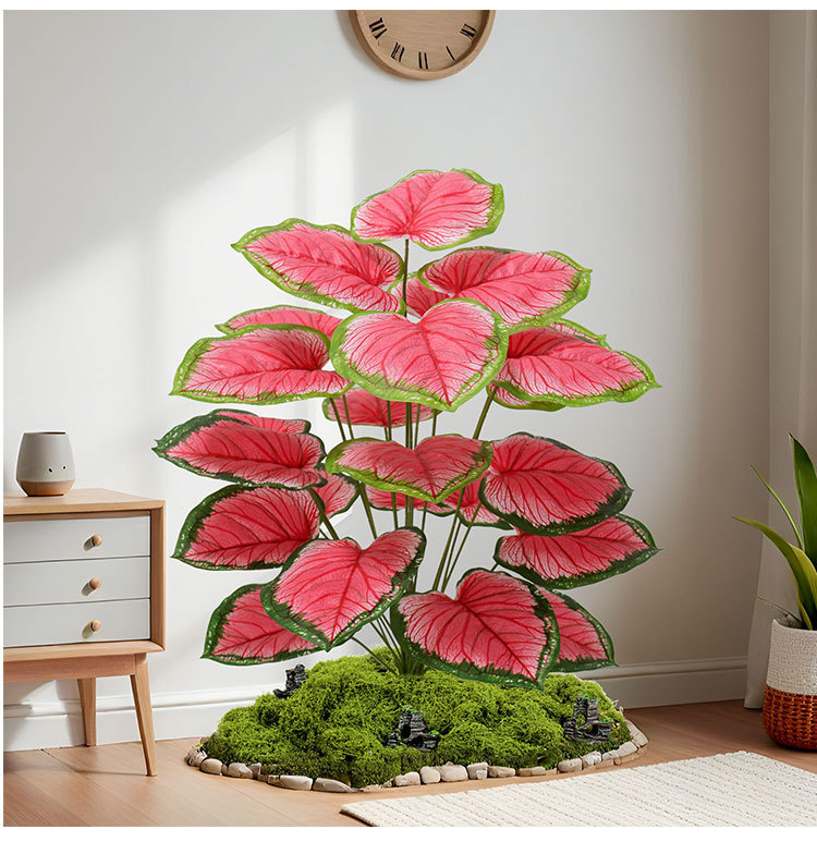 Artificial green plants, artificial flowers, wedding decorations, plastic red-leaf plants, Nordic-style indoor and outdoor floor-standing decorative items pic 7