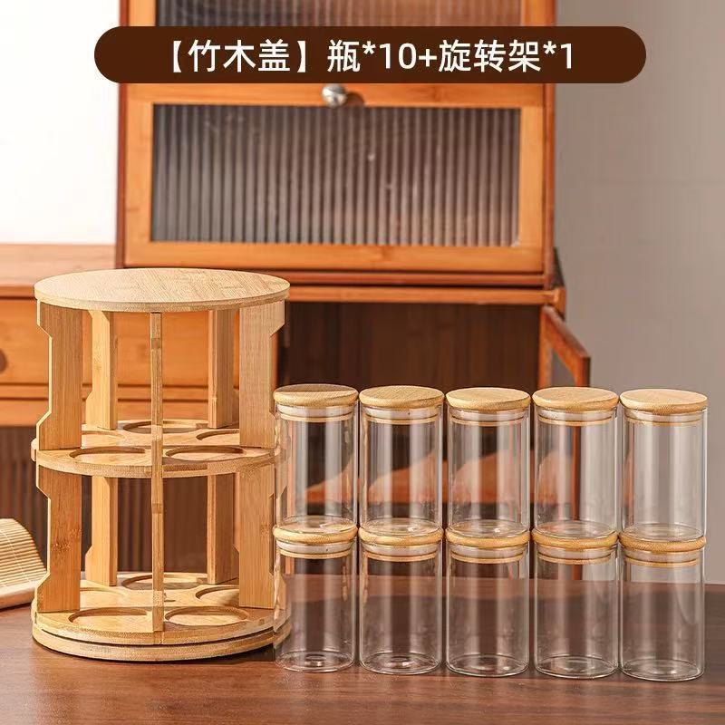 High-end household kitchen multi-layer moisture-proof tea canister, grain storage canister, high borosilicate glass sealed canister pic 3