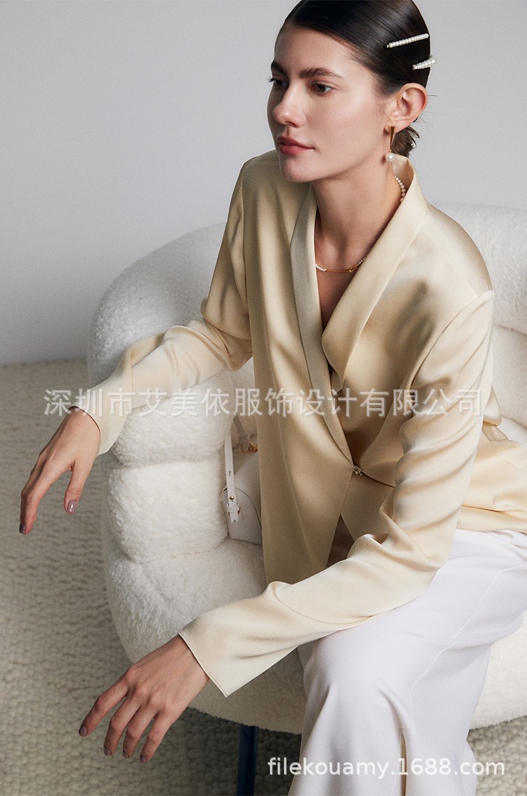 2023新精品双层真丝衬衫春夏衬衫女 重磅长袖OL通勤女装一件代发详情13