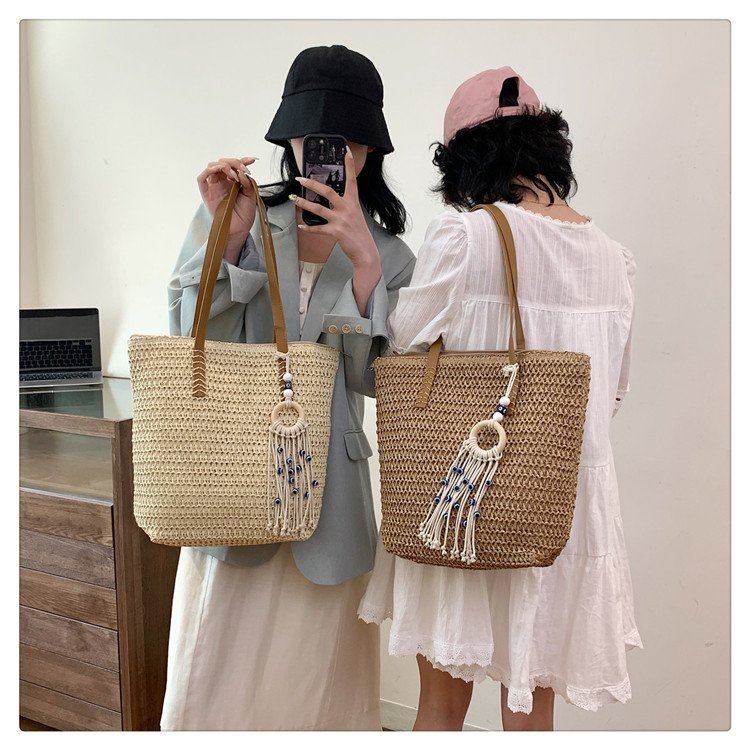 2024时尚新款沙滩草编大容量包包女单肩包百搭洋气编织旅行托特包详情16