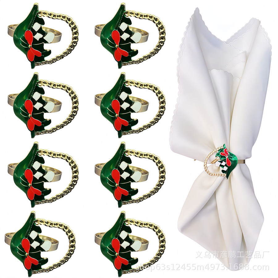 Christmas small quantity in stock, cross-border Christmas flower baskets, napkins, day gatherings, hotels, home decoration, napkin buckles, table decoration, napkin rings, tissue fixed buckles pic 2