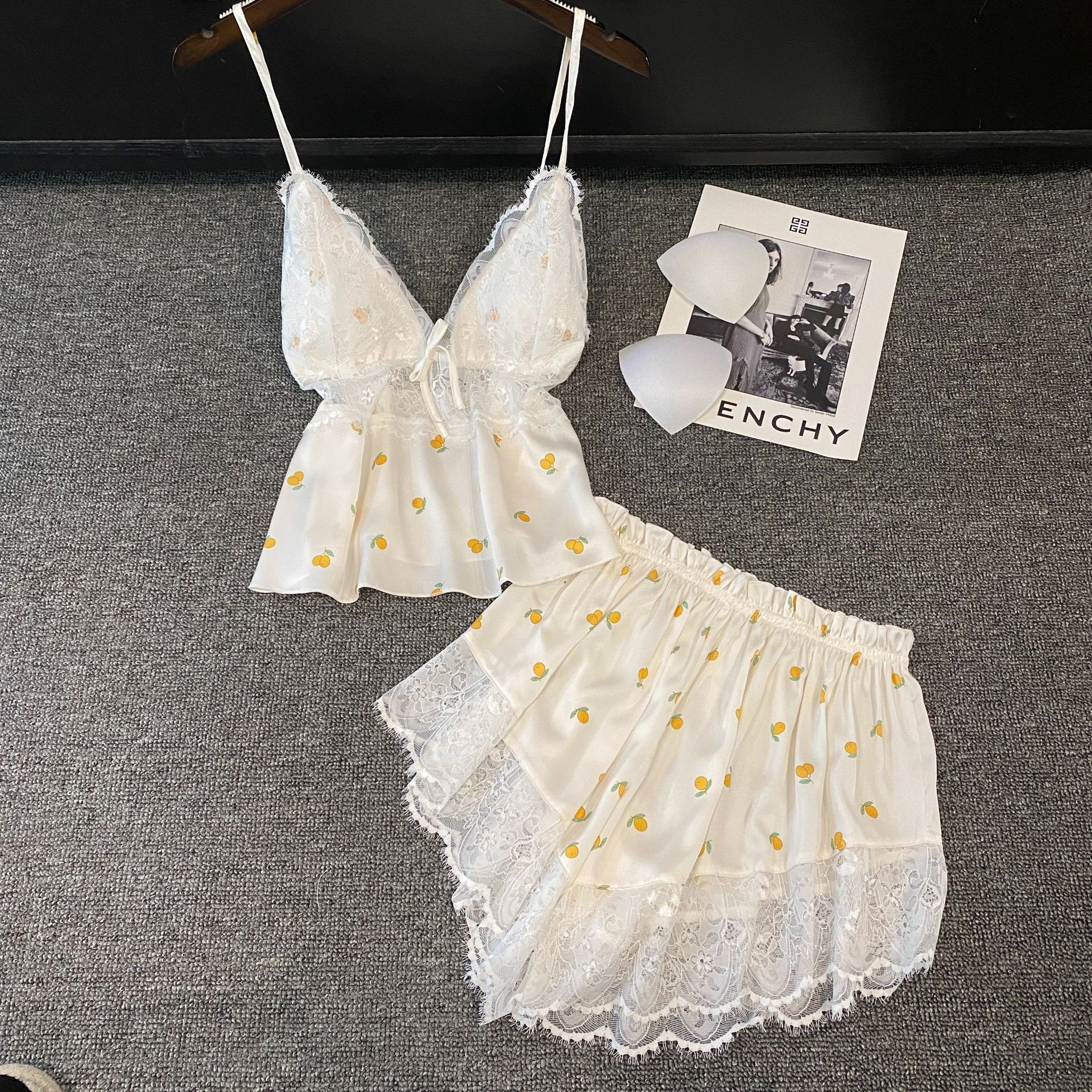 Ice silk pajamas for women, summer girls, pure desire, halter shorts, home wear set, pajama for women, pink and sexy home wear pic 3