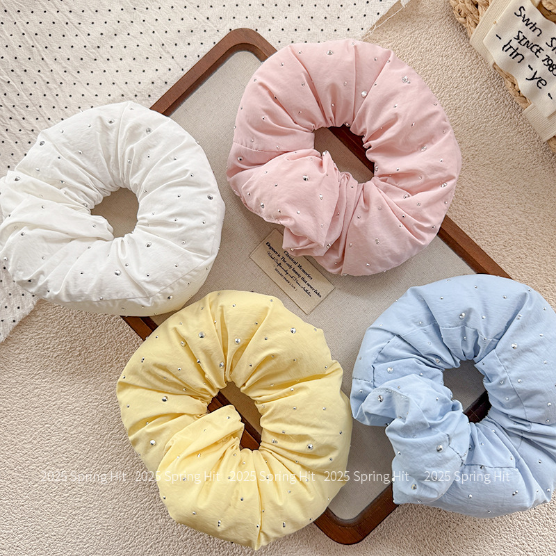 大肠发圈高级感甜美风高颜值ins韩系扎头发绳发圈大肠缎面带钻肠详情4