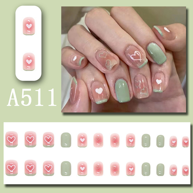 Wearable nail art pieces, artificial nail products, detachable, simple lemon ice transparent, popular online style Douyin nail art hair replacement pic 50