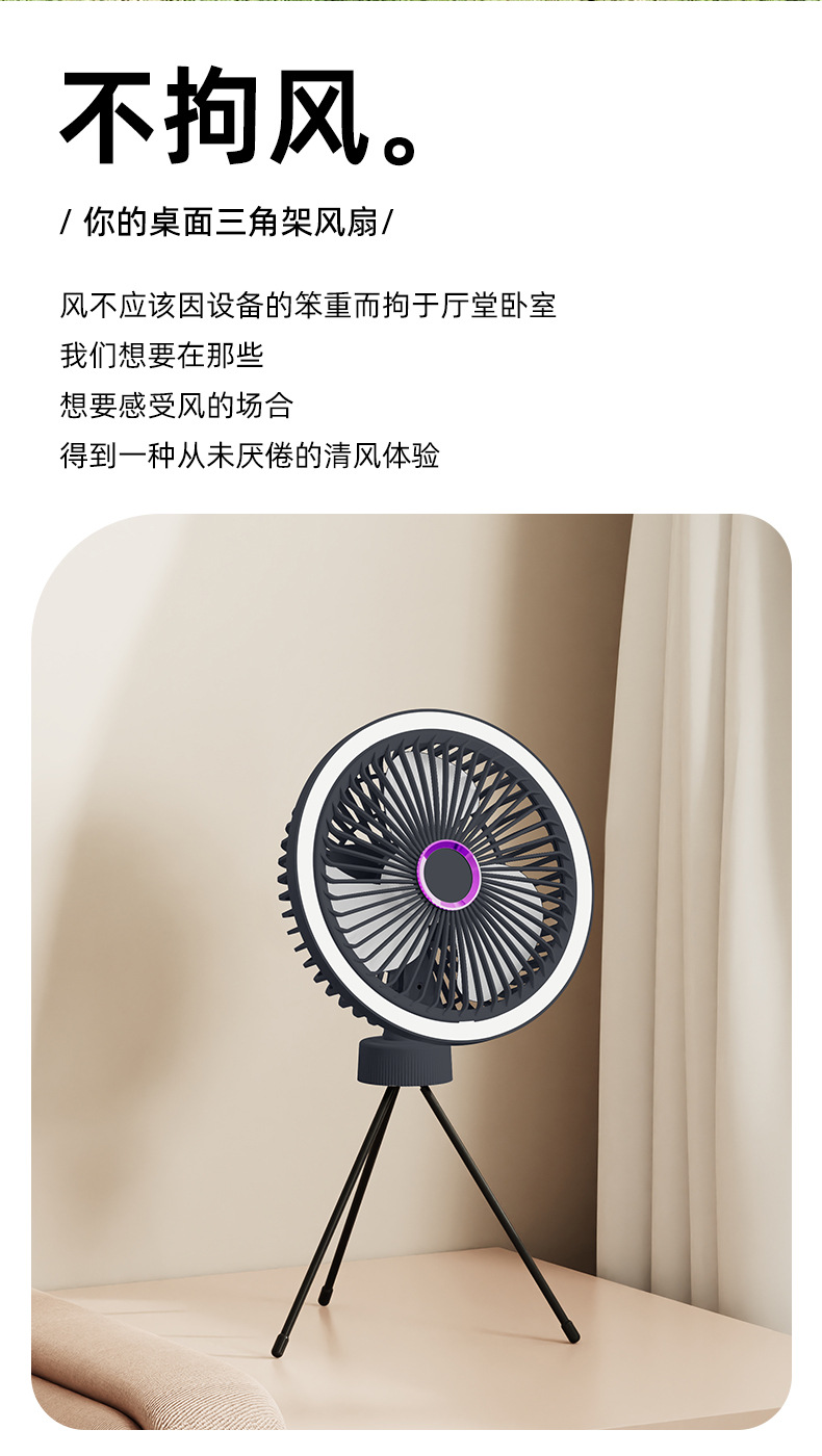 户外露营风扇便携式随身USB充电小风扇超长续航野营钓鱼帐篷带灯详情10