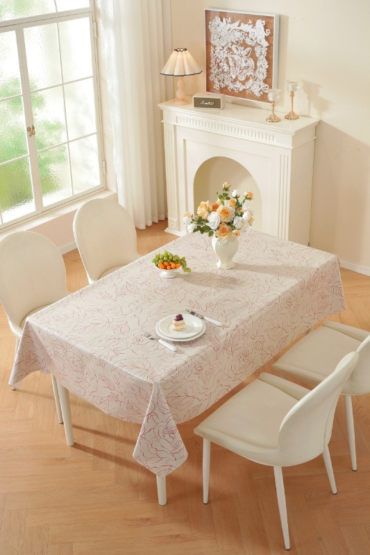 TPU faux linen printed rectangular tablecloth, no-wash, waterproof, oil-proof, heat-resistant, light luxury dining table and coffee table fabric home tablecloth pic 15