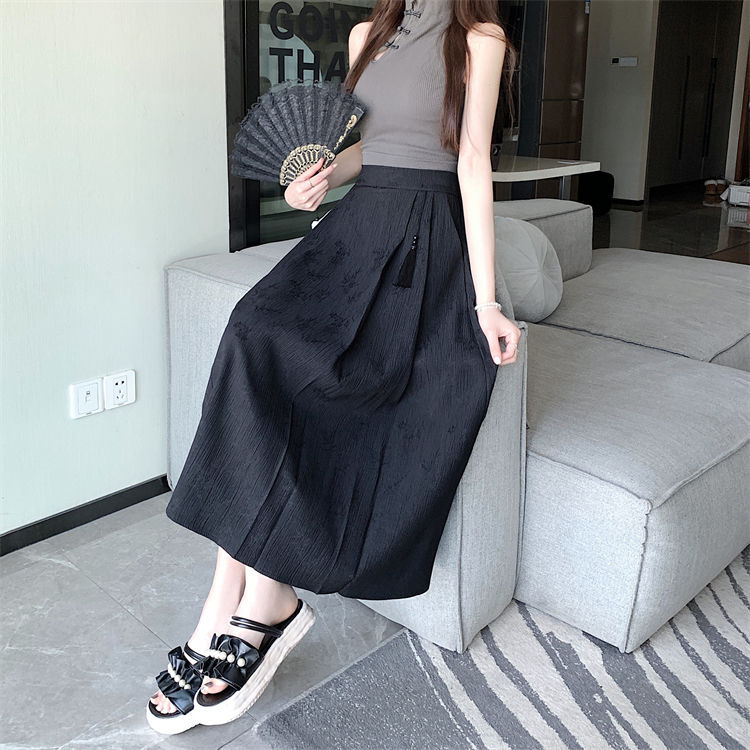 New Chinese-style jacquard skirt 2024, improved horse face skirt, high-waisted, slimming and elegant, pleated A-line skirt, Chinese trend pic 3