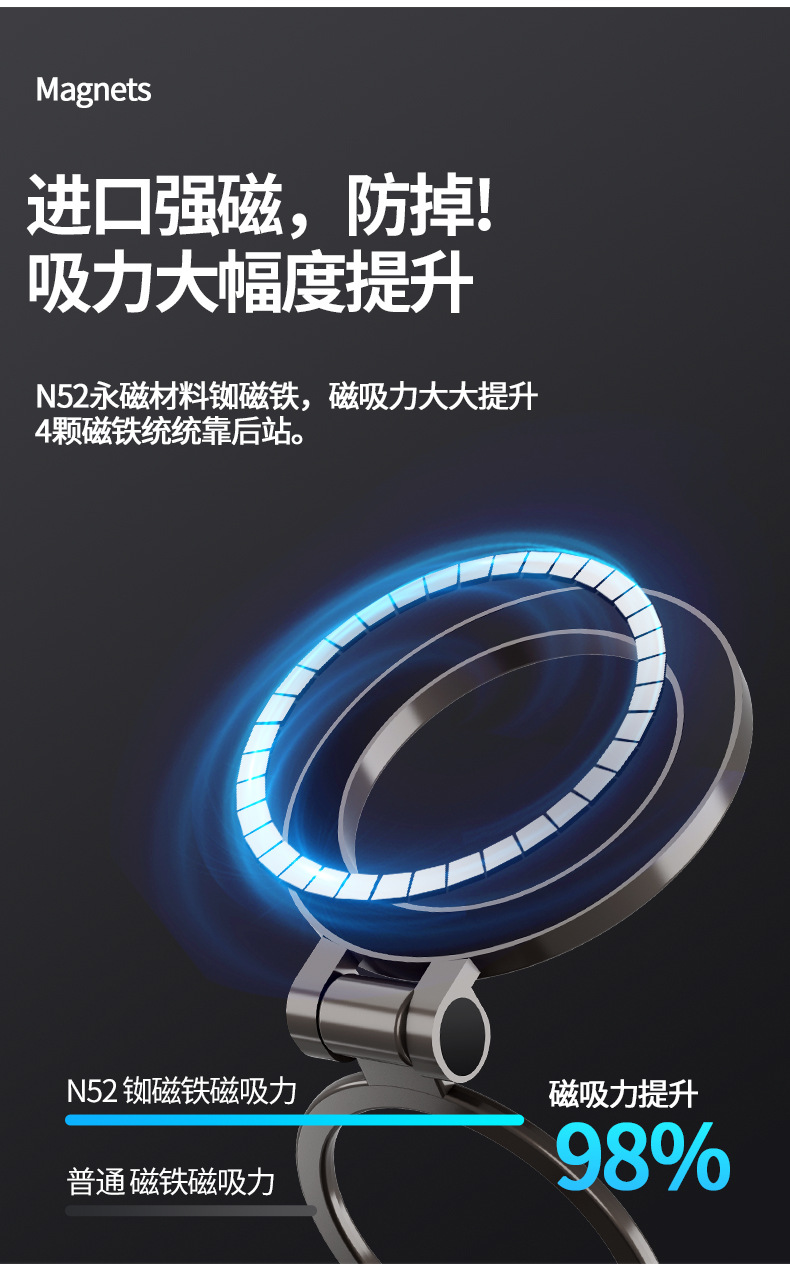 2025新款可伸缩磁吸式车载手机支架真空吸附导航黑科技车载支架详情8