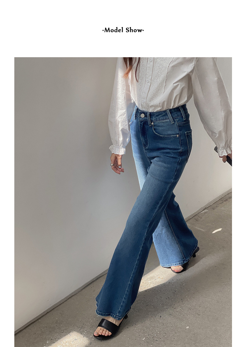 【90s Retro Horn 】 Ge Ming High-waisted slightly flared jeans for Women 2025 Spring New floor-length Pants R155H pic 15