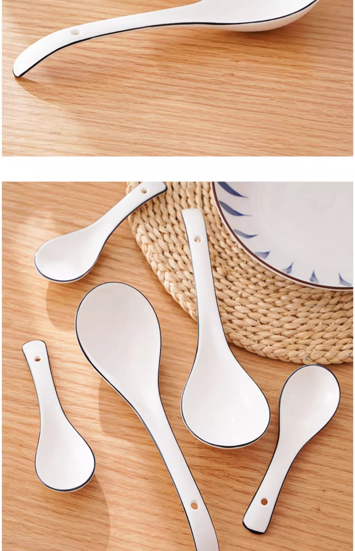 陶瓷勺子家用喝汤长柄汤匙调羹盛稀饭专用餐具勺粥勺厨房大号汤勺详情14