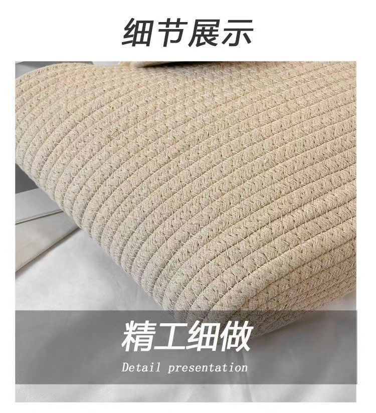 春夏编织女包草编包编织包手提包手拎磁扣棉绳手提包沙滩包竹编包详情8