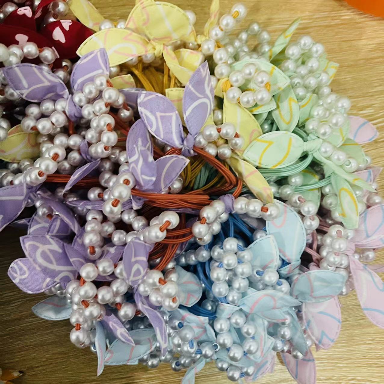 40 # hair tie, pearl rabbit ears, one-yuan rubber band hair tie, pearl rabbit ears hair tie, popular hair accessories, street stalls, street accessories supply, one-yuan supply pic 7