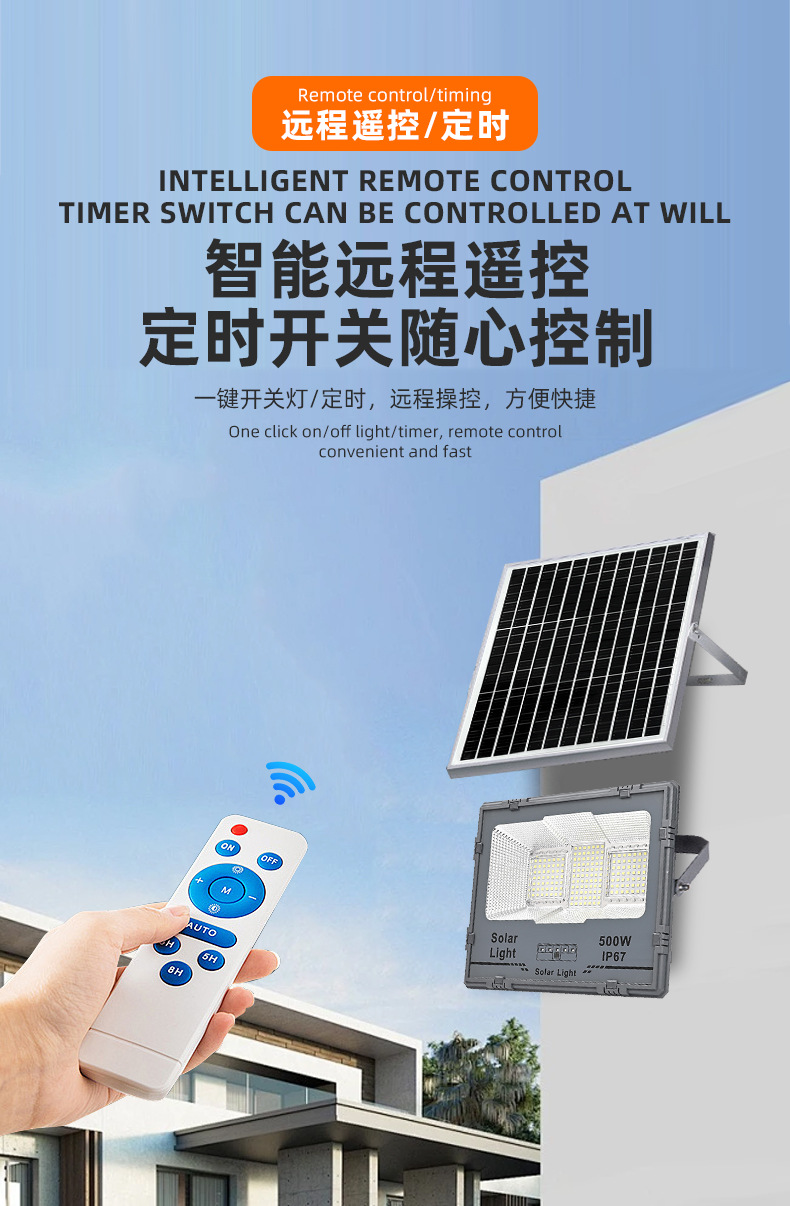 跨境太阳能投光灯防水耐高温户外庭院超亮LED太阳能灯室内外照明灯具详情8