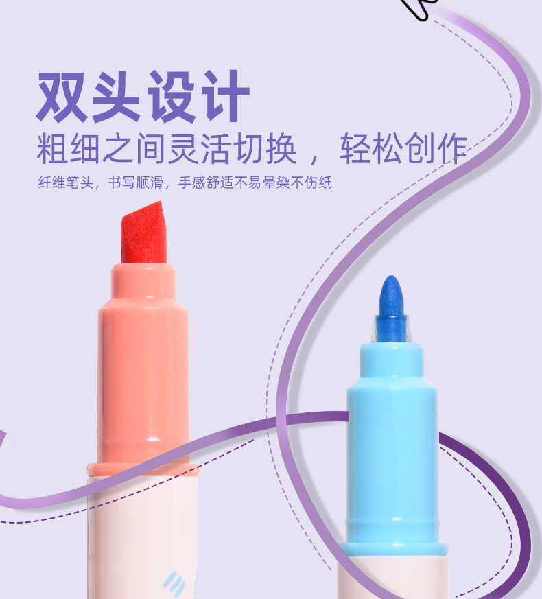 Tianfeng 239A multi-color double-headed highlighter pen, key point marking pen, note-taking and journal-making pen, multi-color highlighter pen pic 10
