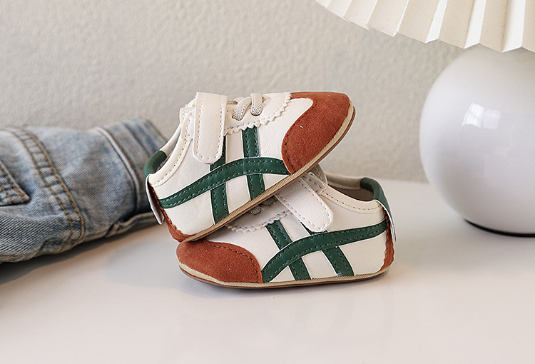Soft-soled anti-slip walking shoes for infants aged 0-1 year old, boys and girls, 6-9-12 months, and sports color-blocked white shoes pic 7