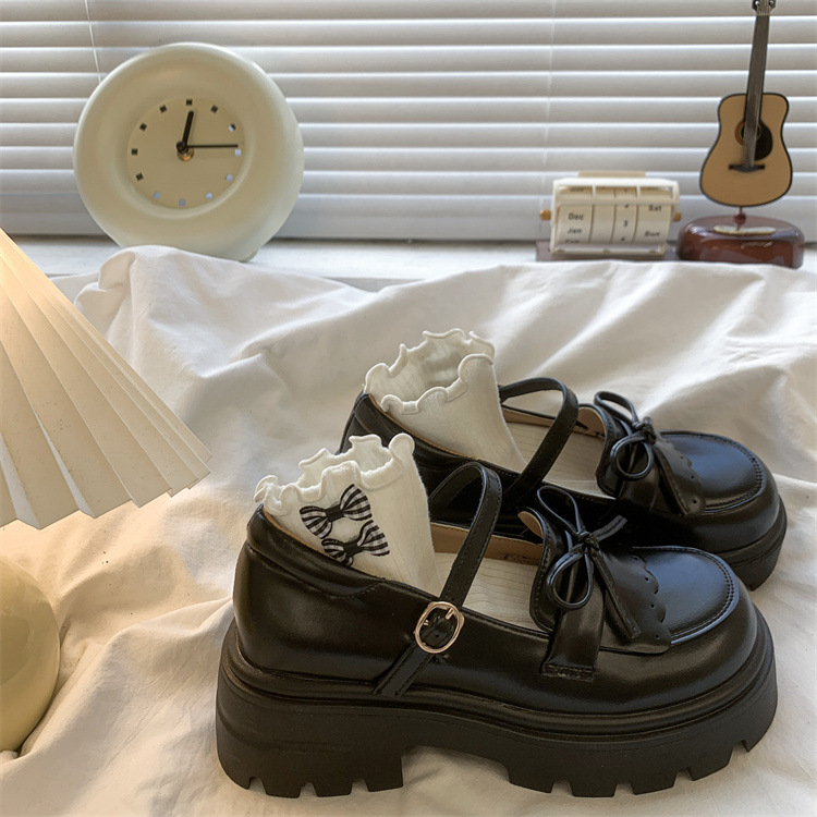 乐福学院风配裙子可爱百搭单鞋2025新款春秋粗跟厚底增高小皮鞋女详情10