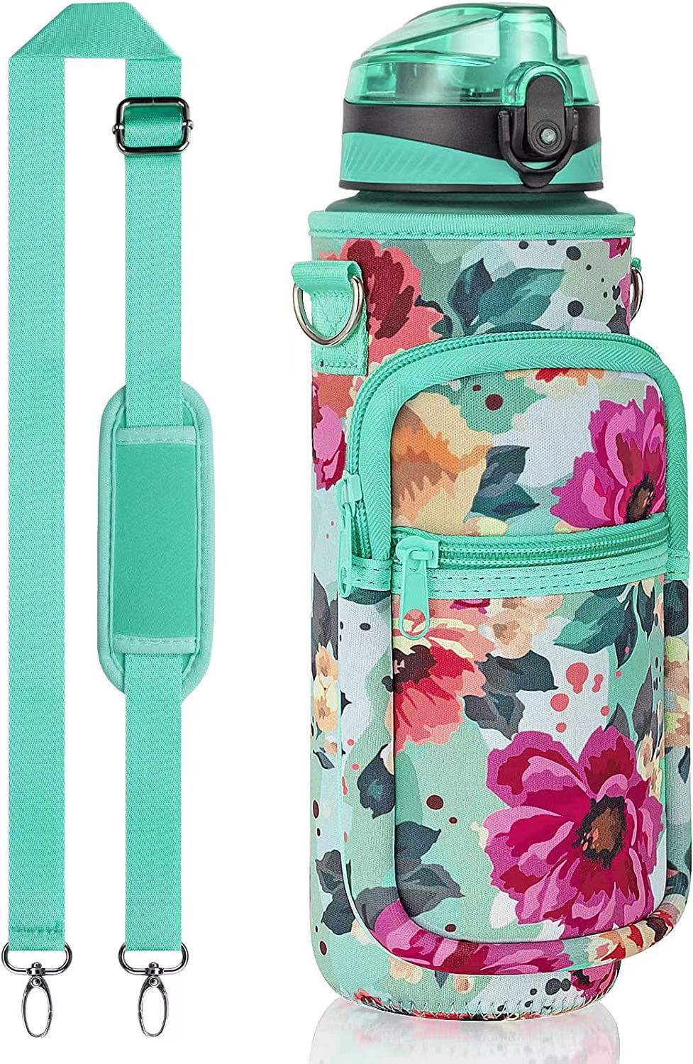 Wholesale SBR diving material outdoor sports water bottle cup covers, hand-held shoulder strap portable thermos flask protective covers from the manufacturer pic 12