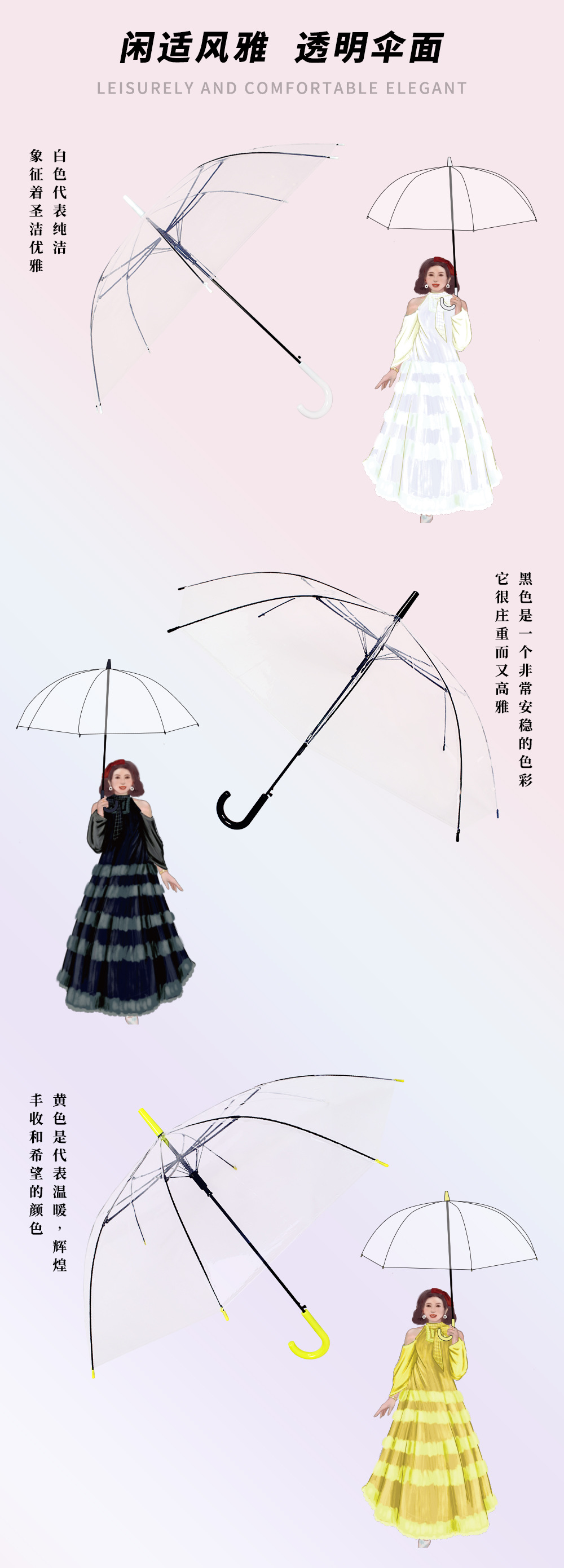 加厚塑料POE地推网红伞透明磨砂素色雨伞摆摊便宜应急雨伞送人详情7