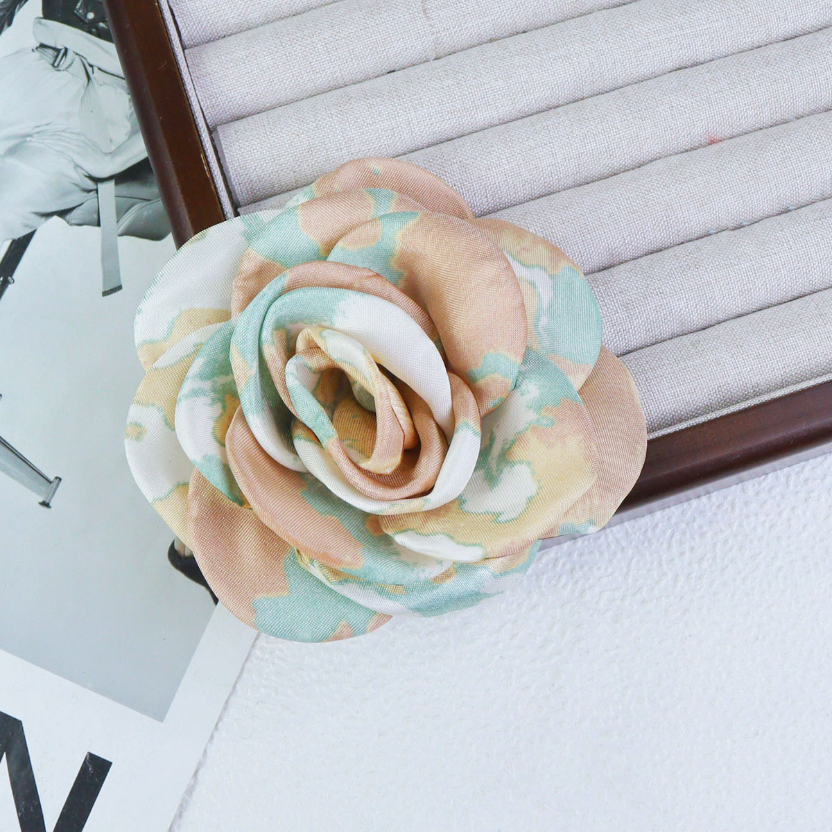 10cm手工立体扎染感玫瑰花朵DIY饰品鞋花包包服装辅料首饰配件详情9