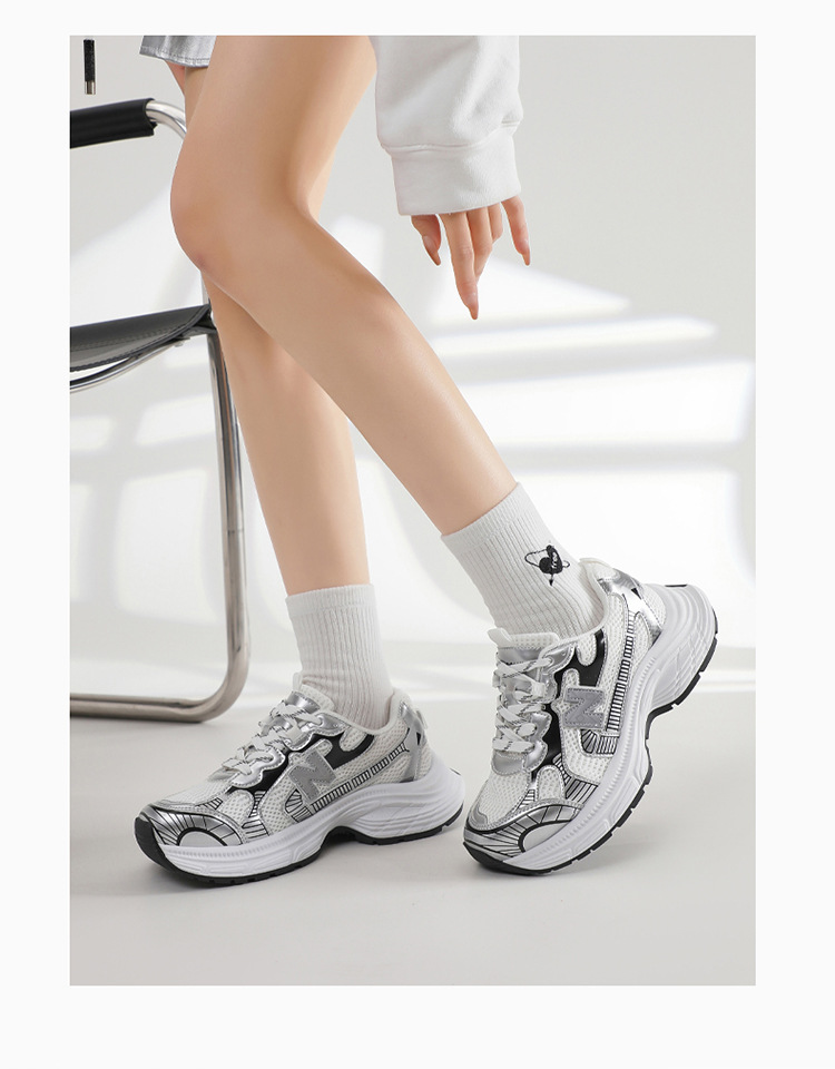 Dad shoes for women, Spring 2025 new Style bestsellers, thick-soled, height-increasing, retro, versatile, color-blocked, breathable, sporty and casual shoes pic 2