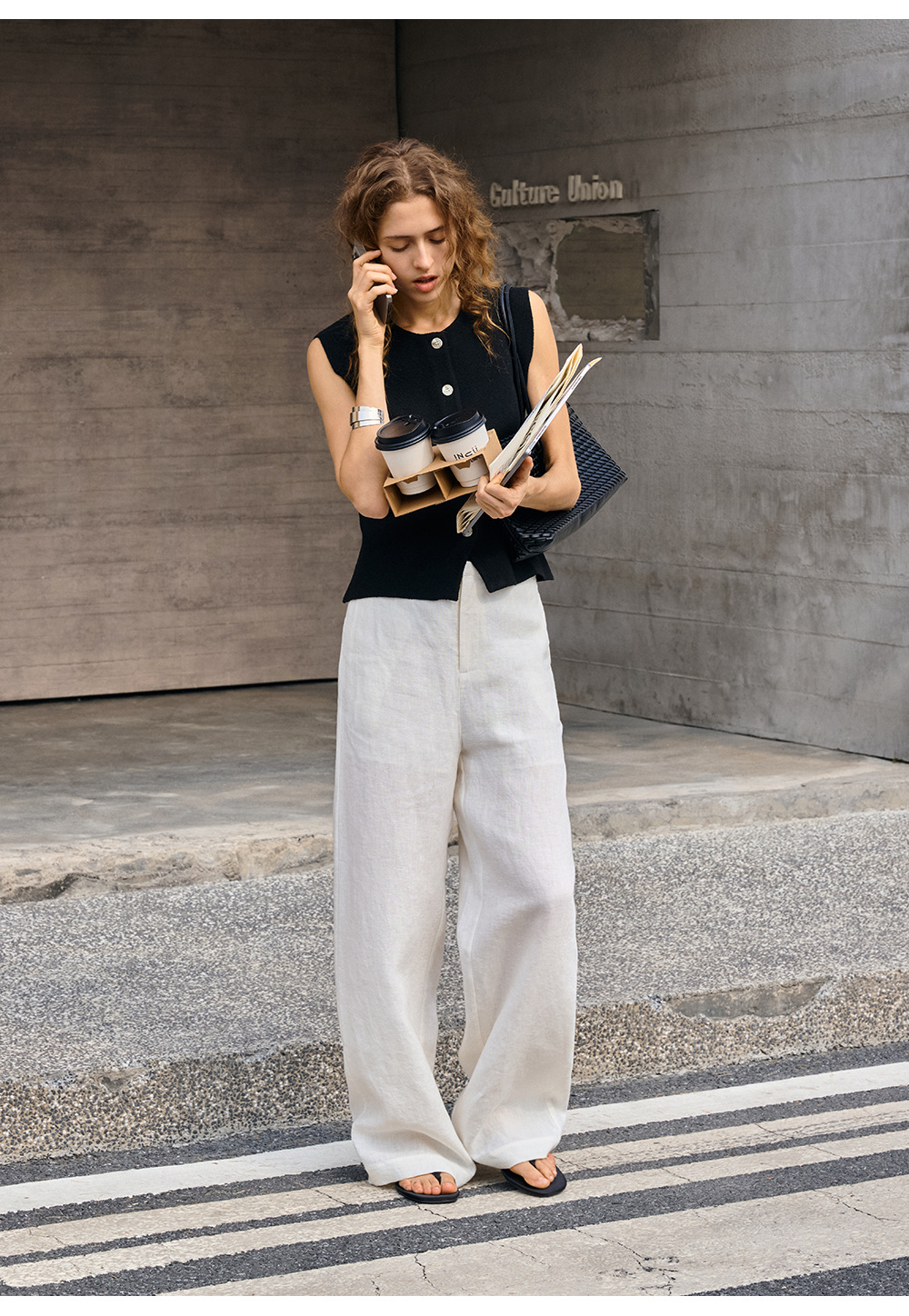 Linen loose straight-leg pants for commuting, long pants with a high-quality feel for old money, high-waisted fashionable linen casual pants for women in spring and summer pic 33
