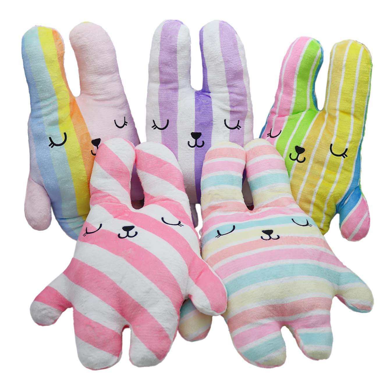 卡通兔子印花条纹抱枕儿童暖手靠枕宝宝安抚绒毛玩偶布艺公仔陪伴玩偶详情6