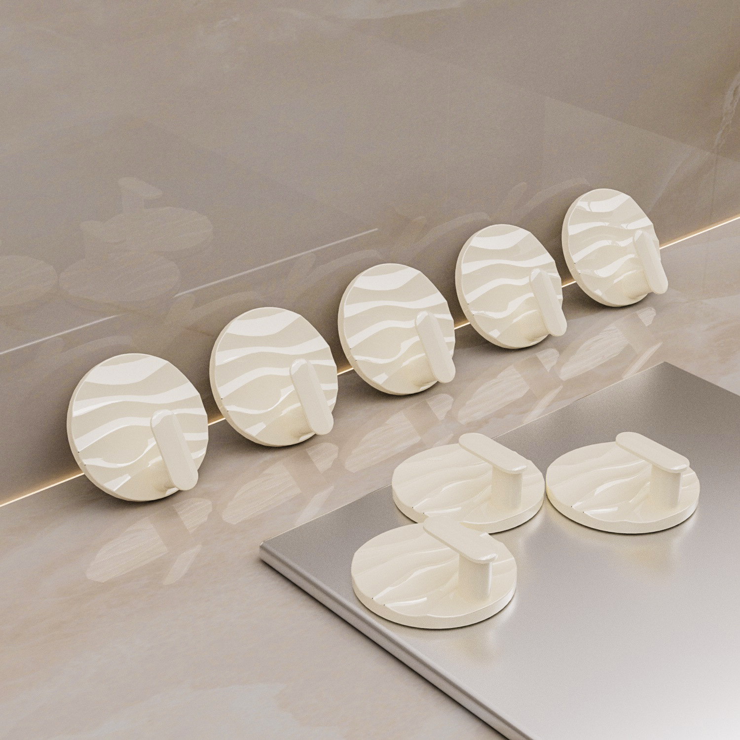 家用六边形水波纹挂钩免打孔浴室门后无痕挂钩卫生间粘胶圆形挂钩详情14