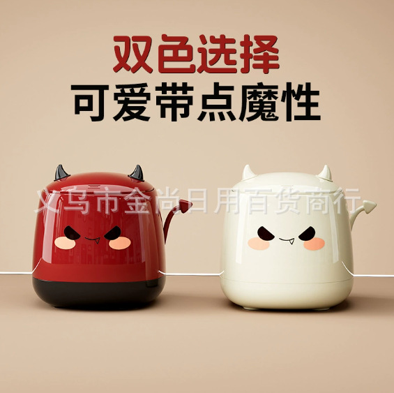 Maneki Neko Little Devil Desktop Trash can, cute press-type desktop sealed bucket with lid, home bedroom storage bucket pic 4