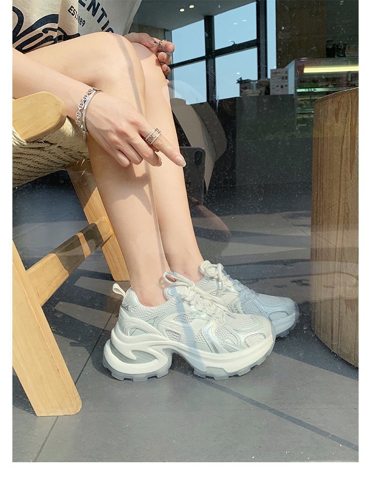 厚底银色老爹鞋女2025春夏新款透气增高网红炸街ins潮休闲运动鞋详情13