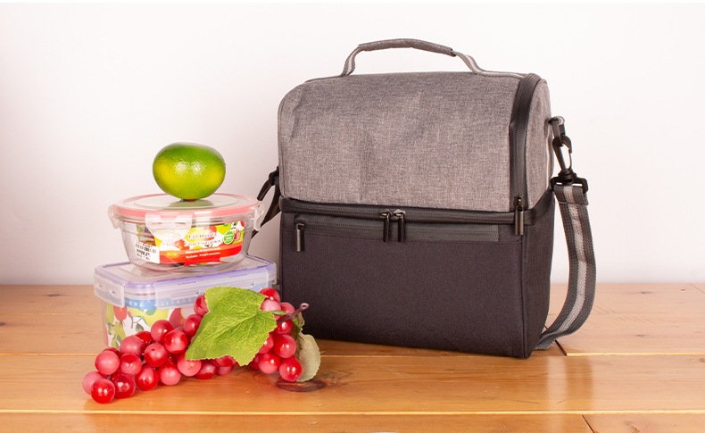 In-stock double-layer insulated lunch bags, adult lunch bags, unisexual insulated bags, leak-proof large insulated bags pic 12