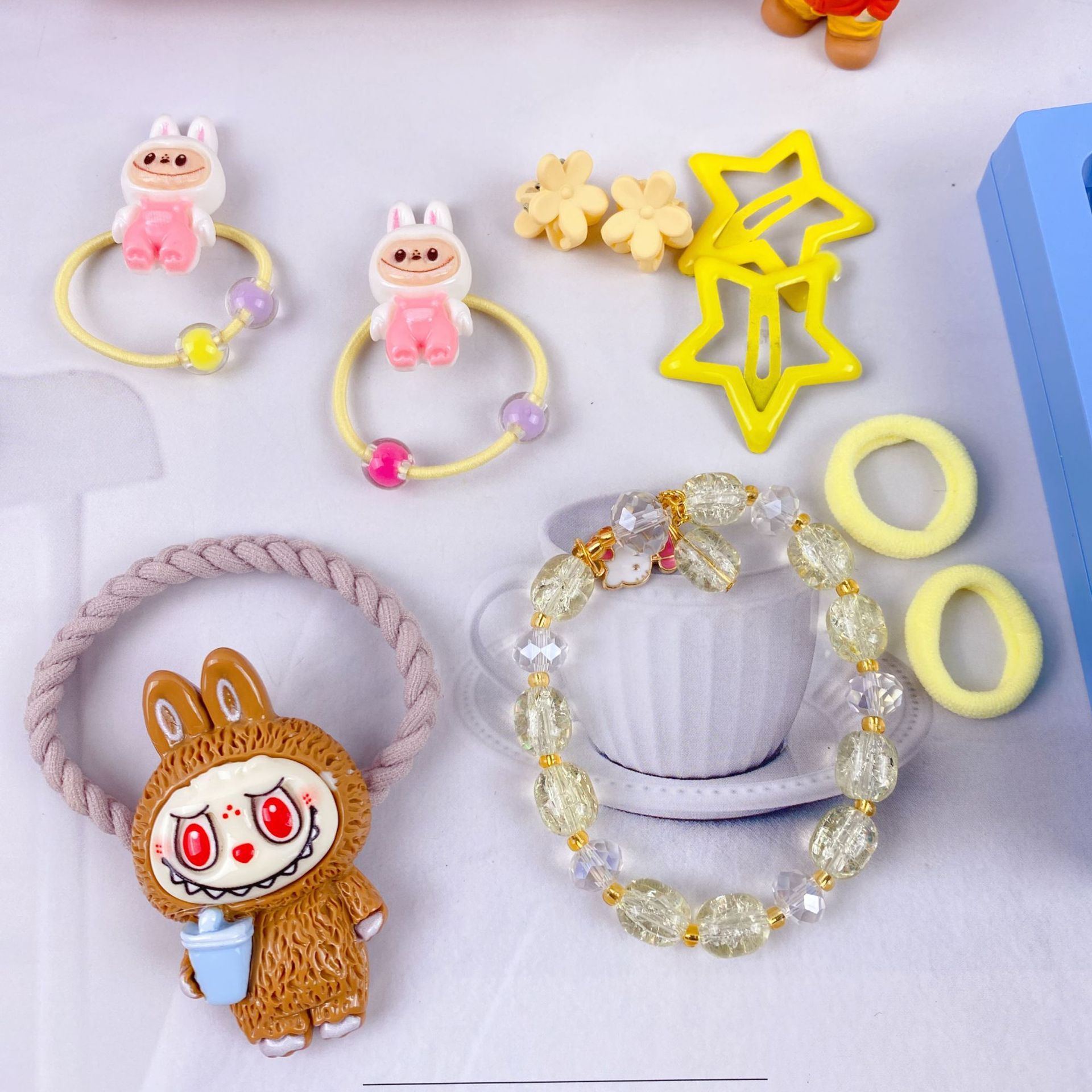 新款哒布布水晶手链卡通皮筋发夹饰品套装可爱少女心装扮时尚精品详情11