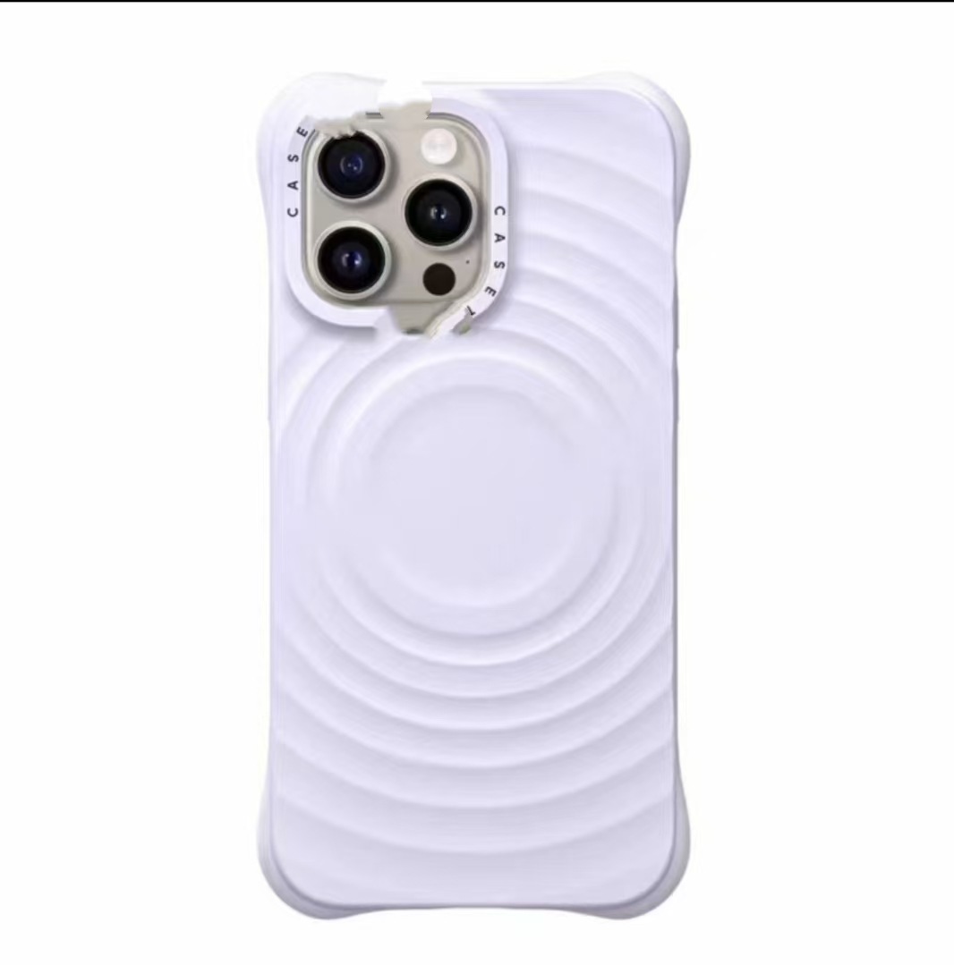 caseti collaboration pure black and white wavy phone case MagSafe magnetic iphone16 silicone protective case pic 9