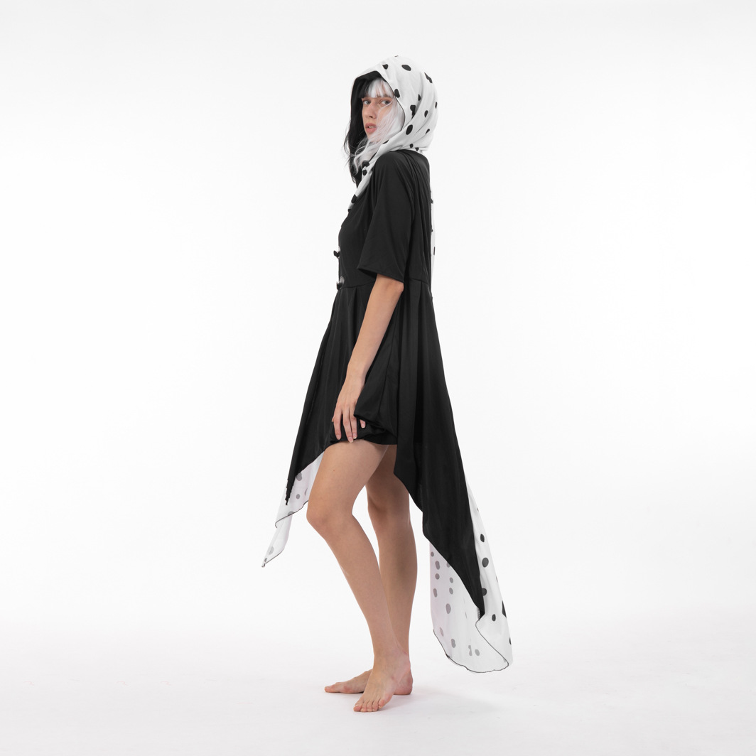 万圣节101忠狗cos黑白魔女库伊拉 ·德维尔斑点连衣裙舞台表演服详情4