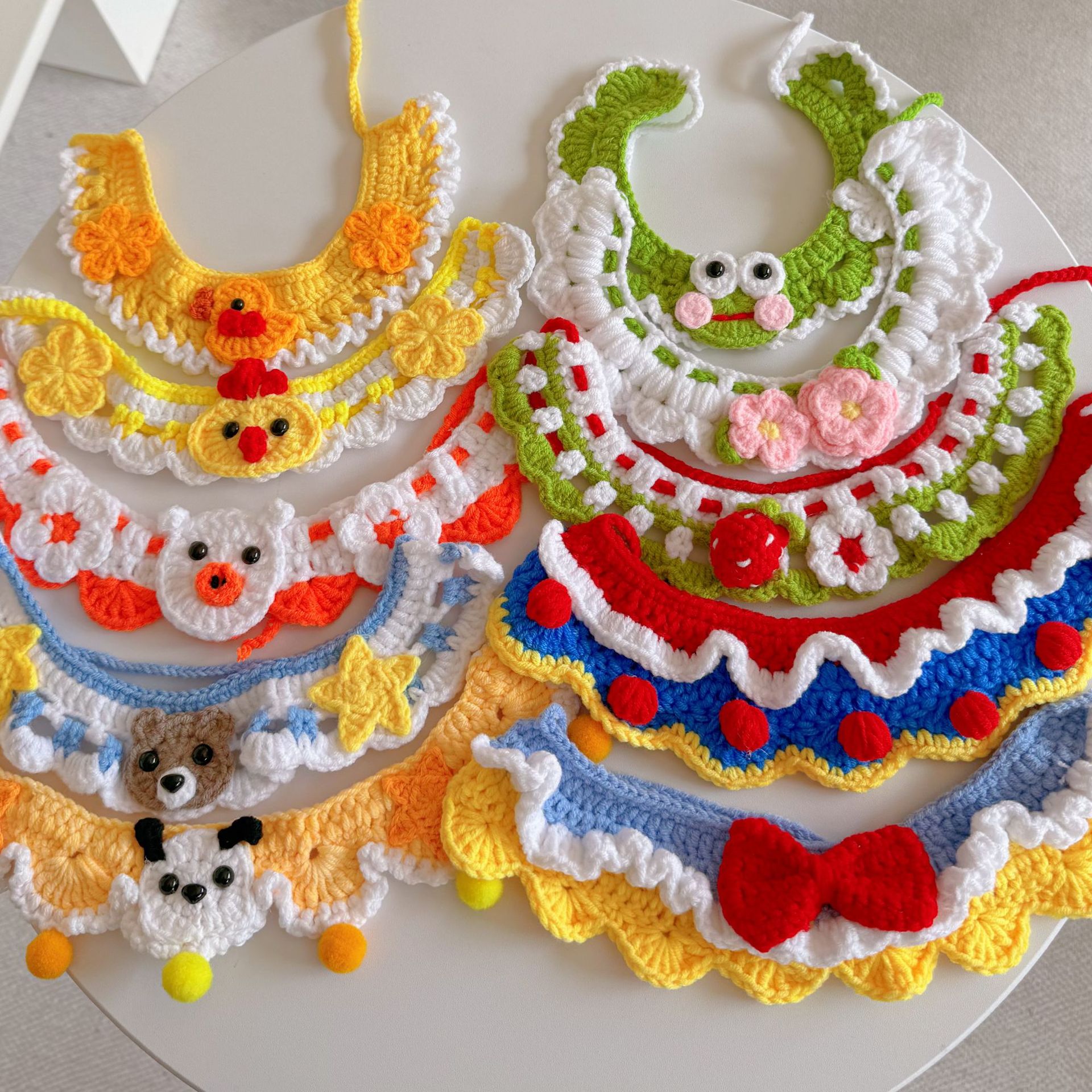 Pet hand-woven necklaces, cute cat knitted necklaces, kitten neck rings, small dog neck decorations pic 1
