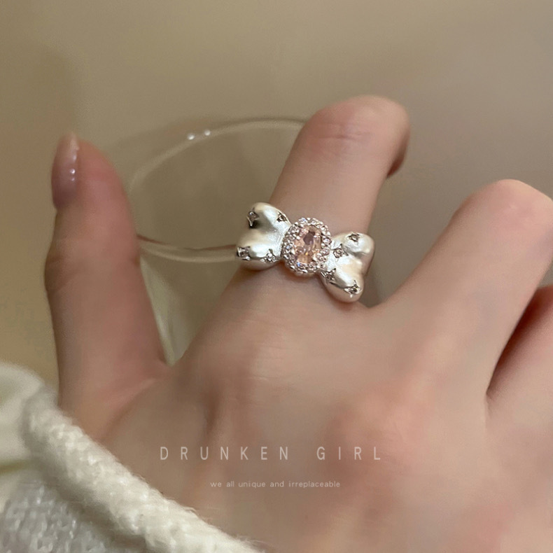 甜心公主~蝴蝶结戒指女2025年新款时尚个性尾戒哑光甜美开口指环详情7