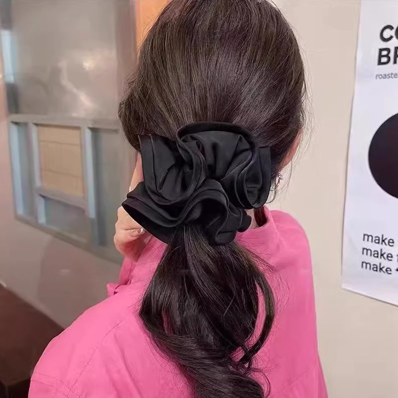 2025新款网红黑色缎面大肠发圈女头绳丸子头扎发饰头花发饰品详情7