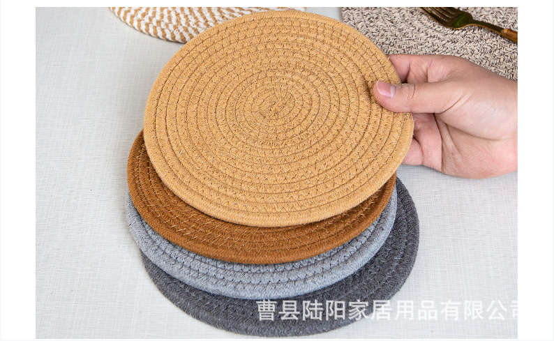 圆形棉绳编织餐垫防烫餐垫隔热垫锅垫日式简约风餐桌装饰餐垫批发详情18