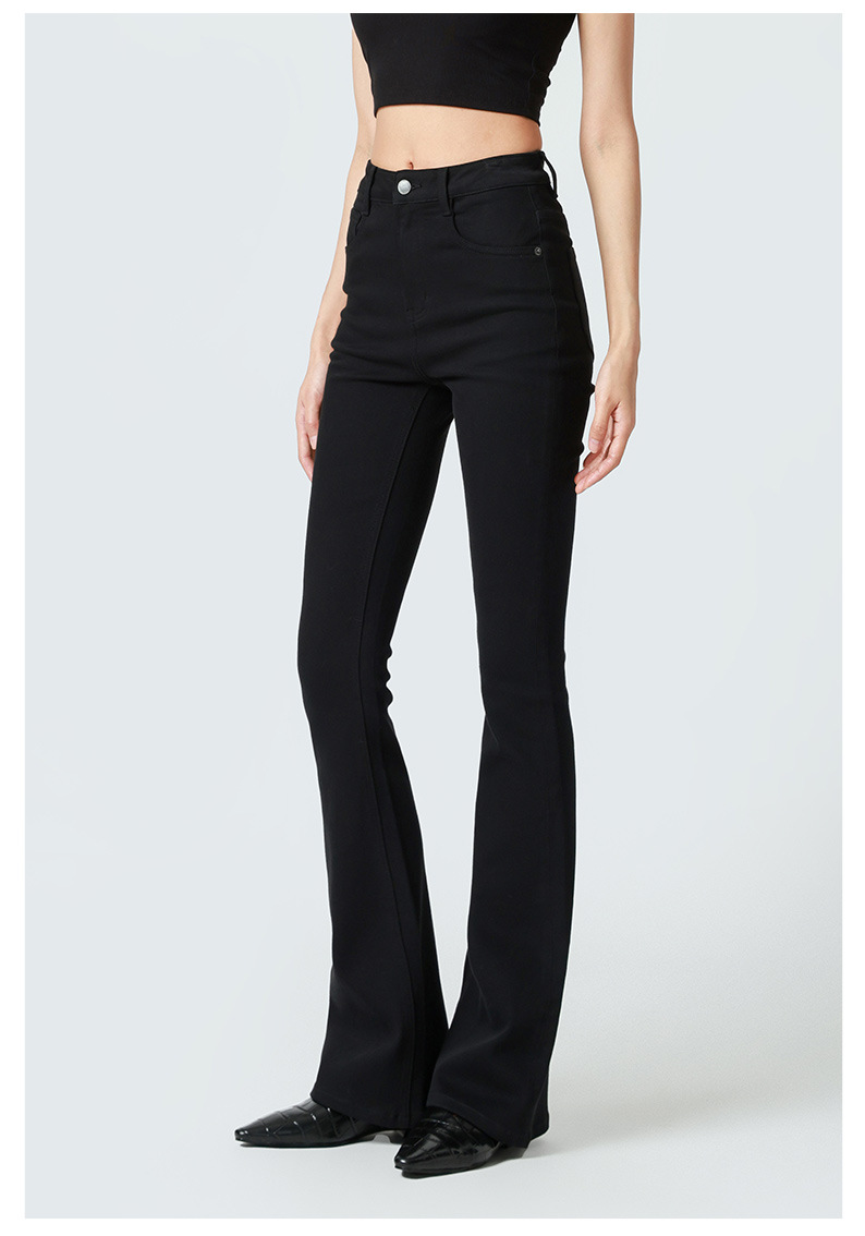 加绒/黑色高腰微喇叭牛仔裤女Jeans 巨显瘦纯紧身提臀25秋冬新款详情22