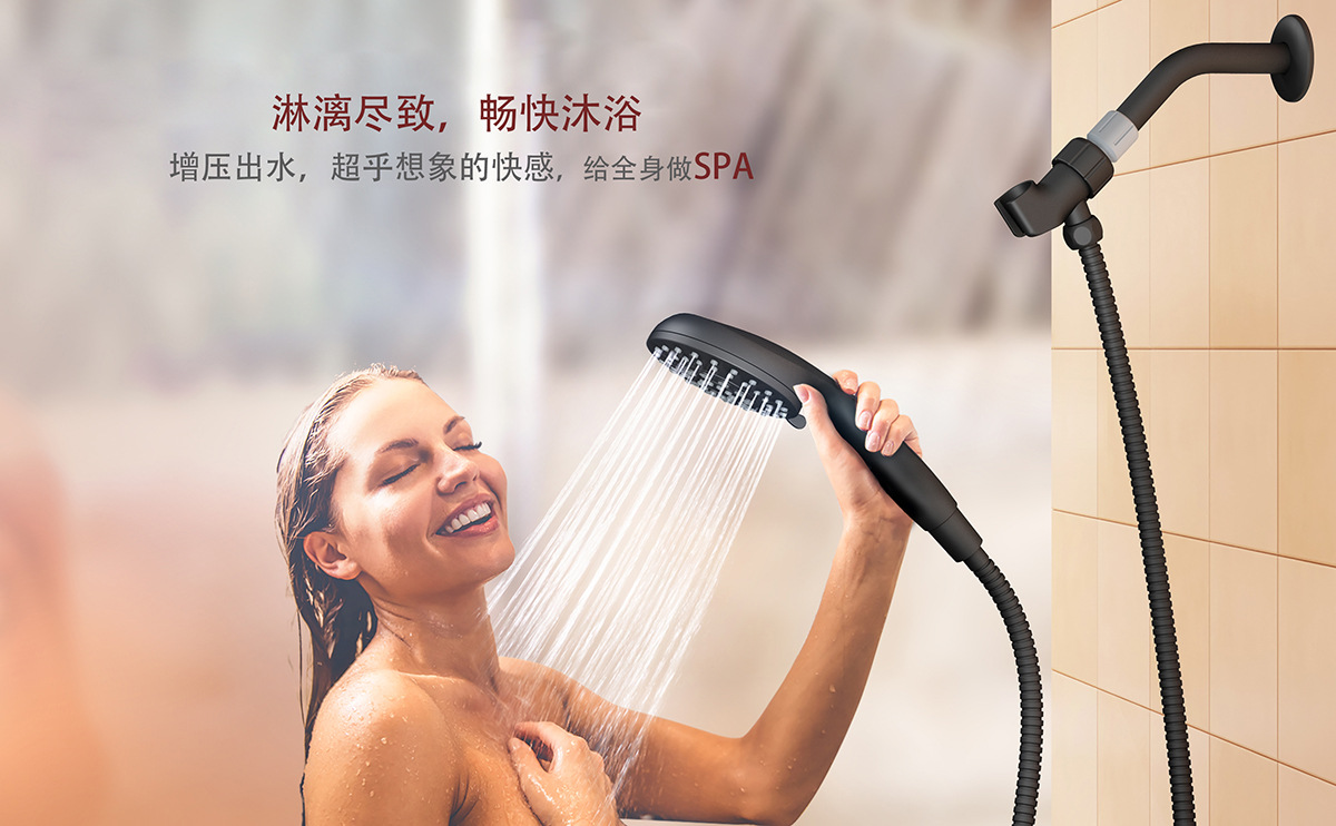 Cross-border American six-function pressure-increasing shower head for home, bathroom, shower, handheld showerhead and shower head set pic 17