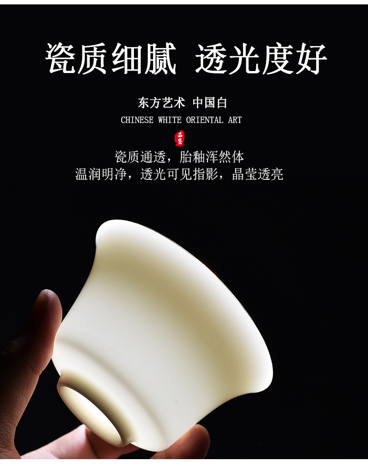 Dehua sheep fat Jade White porcelain Gongfu tea sets, complete sets of tea cups, business gifts and souvenirs wholesale, LOGO design pic 2