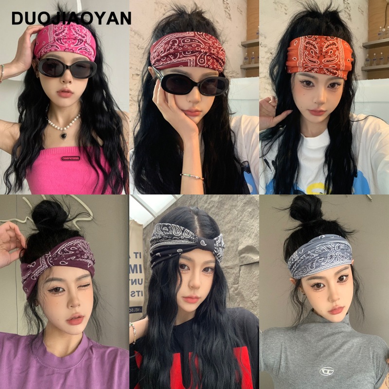 The new sporty hair band, Paisley printed hair band, is a popular fashion wide-sided breathable sports yoga hair band for women pic 4