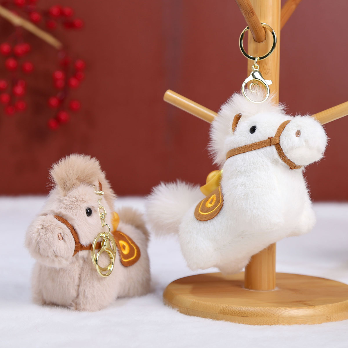 Gold coin little horse pendant, festive red goods gift, Year of the Horse mascot, plush toy, decorative item, doll, keychain pic 10