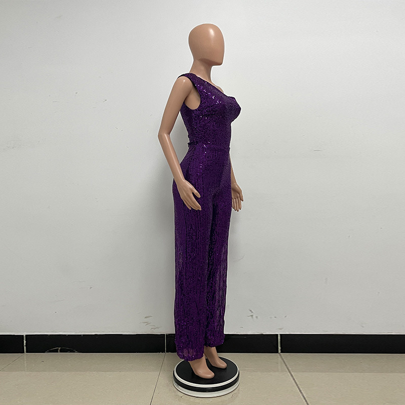 新中式无袖连体衣独立站夏季单肩亮片连体裤女批发详情39