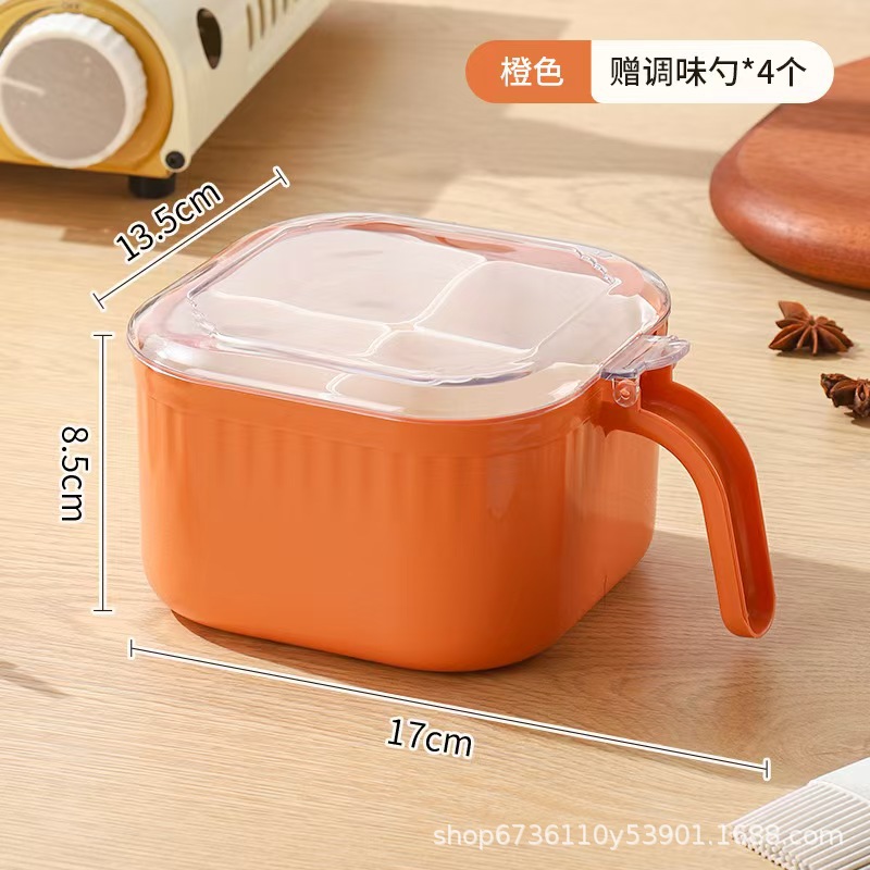 Kitchen four-compartment flavor box four-in-one set, household seasoning compartment storage box, moisture-proof and dust-proof seasoning box pic 3