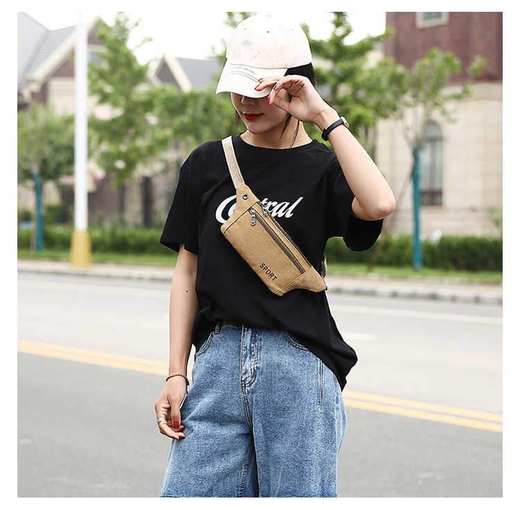 男士帆布手机腰包透气户外运动登山胸包工地干活摆摊男士手机包详情17