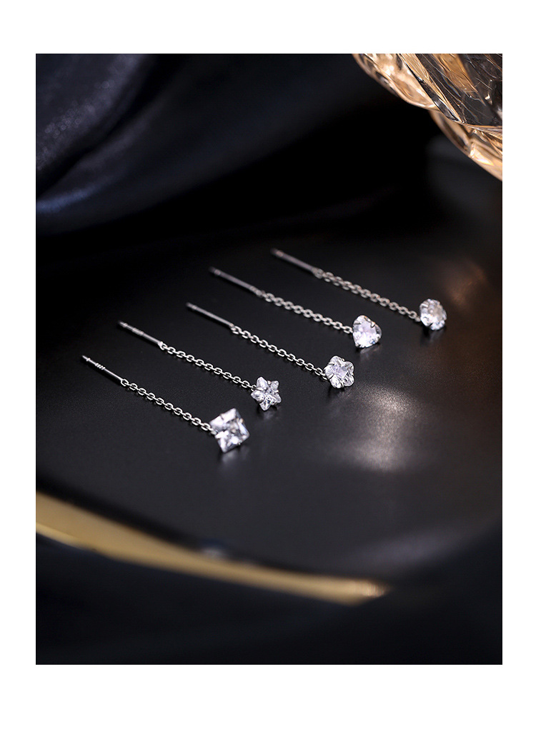 纯银锆石耳线批发爱心耳饰春夏闪钻星星耳钉高级感小众耳坠气质详情3