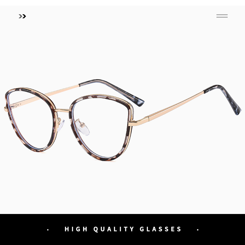 Metal anti-blue light cat-eye flat glasses for women 2023 new style fashionable glasses frame cross-border version can be matched with myopia glasses frame pic 11