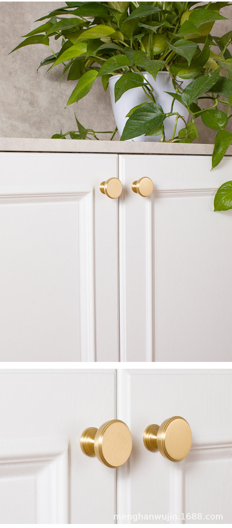 2022新款厂家直供现代简约黄铜门把手橱柜鞋柜衣柜柜门金色铜拉手详情26