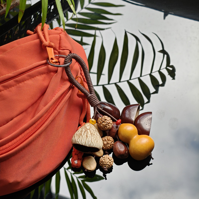 印尼植物果壳手摇铃风铃串手工制作果壳包包挂件木质车挂钥匙扣详情1