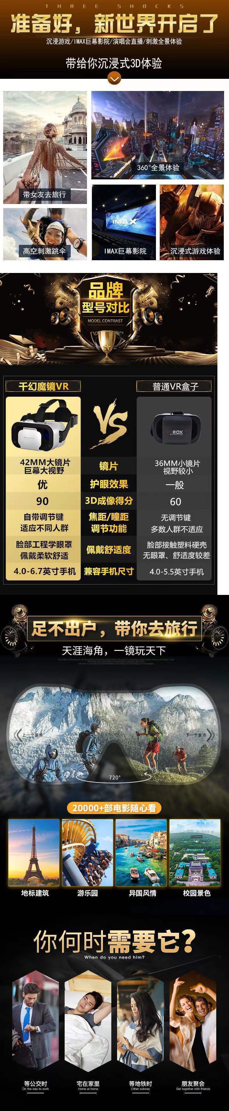 vr眼镜虚拟现实游戏电影智能手机BOX三d眼镜一体机头戴式千幻魔镜详情3
